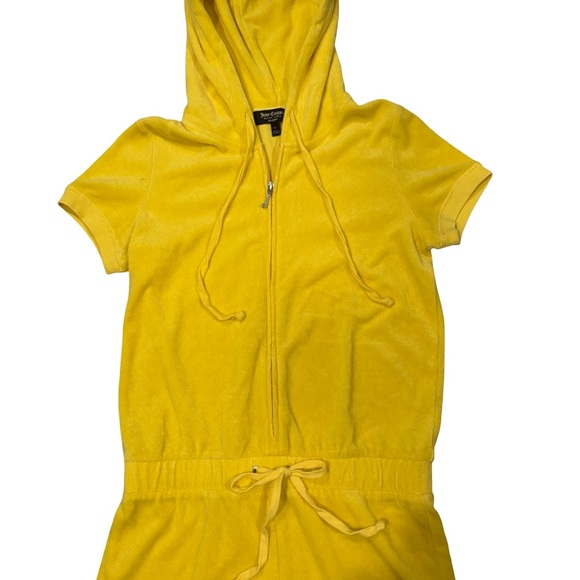 Y2K Juicy Couture Black Label Morning Sunshine Microterry Hooded Romper, Sz S - Picture 10 of 15